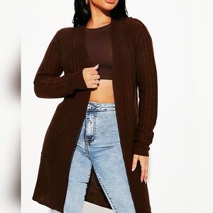 NWT Fashion Nova Open Front Ribbed Cardigan Sweater W/Pockets Size XL